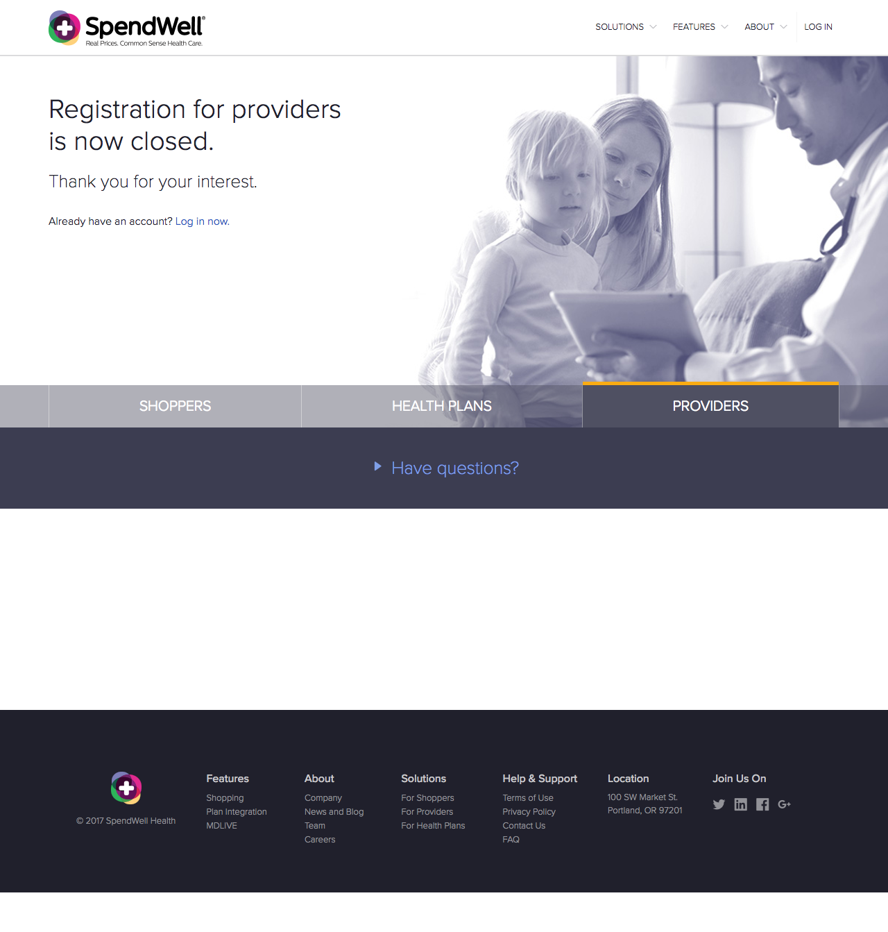 SpendWell Health marketing site providers page