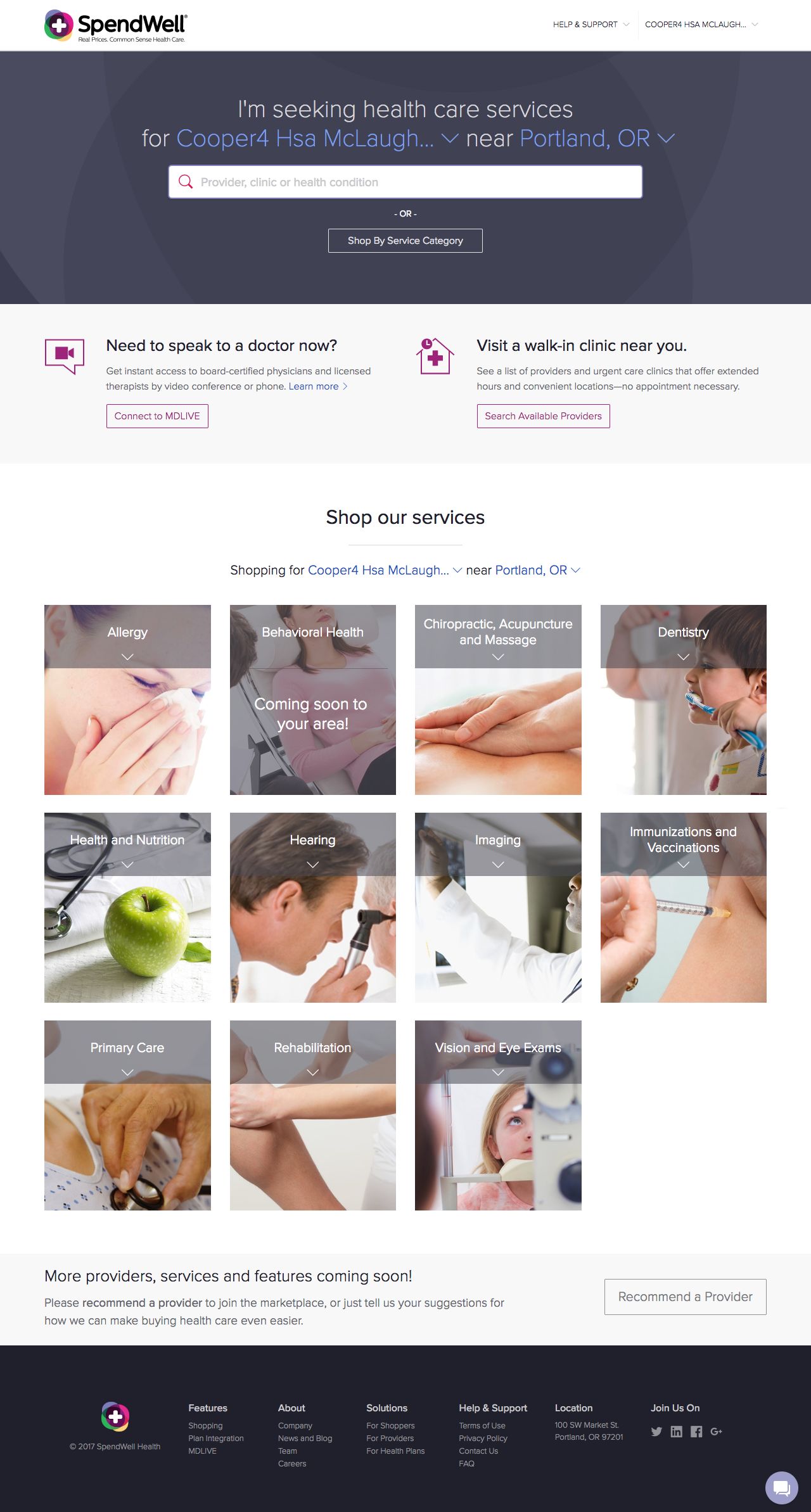 SpendWell Health Home Page